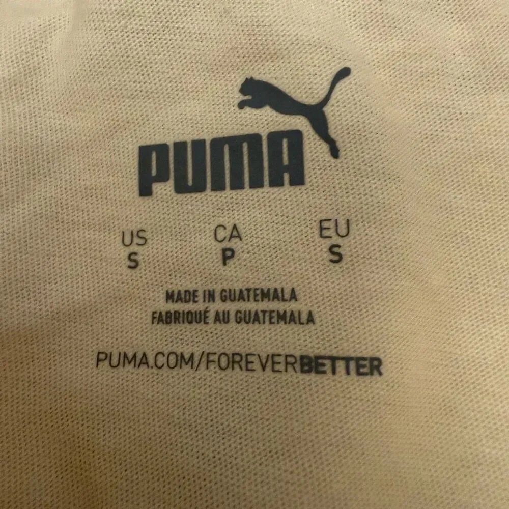 RARE PUMA Crew Neck Forever Better Cat Energy Short Sleeve Graphic Tee Lilac Sma